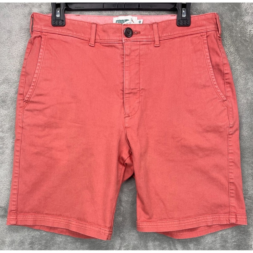 Wellen Men's Shorts Sz 33 Salmon Chino Cotton Blend Flat‎ Front 8" Inseam